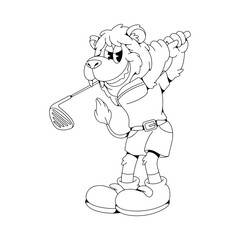 Lion Golf Retro Mascot Character