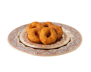 South indian food delicious fried vada on transparent background
