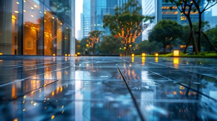 City square floor and modern commercial building in Shanghai : Generative AI
