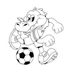 Crocodile Soccer Retro Mascot Character