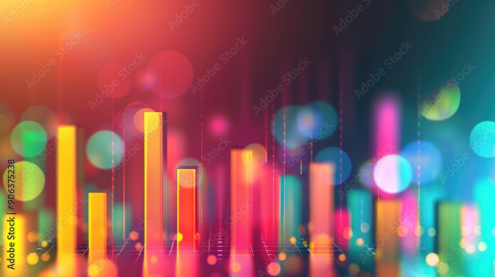 Poster abstract colorful bars with bokeh lights