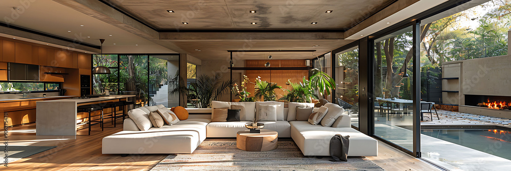 Poster interior a thoughtful spatial layout ensuring smooth flow and accessibility in a large family home