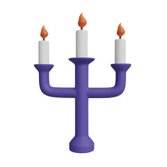 purple halloween candle 3d illustration