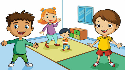 craft a realistic full body of kids playing vector illustration