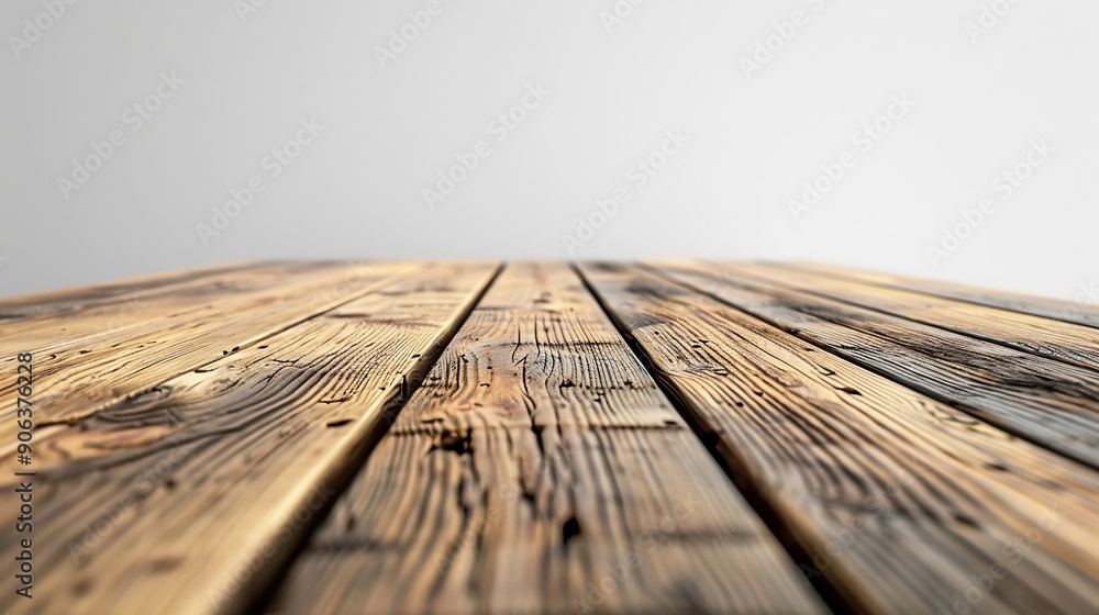 Poster empty light wooden table isolated on white : generative ai