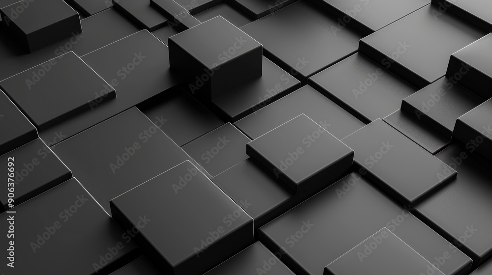 Poster abstract black cube pattern
