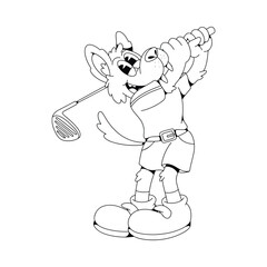 Wolf Golf Retro Mascot Character