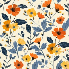 Seamless floral pattern with hand drawn flowers. illustration.