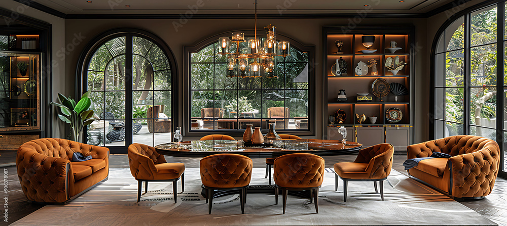 Poster interior a transitional style seamlessly blending modern and traditional elements in a stylish and e