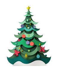 Fototapeta premium 3d decorated Christmas tree cutout on white background