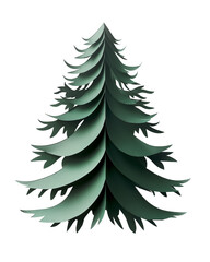 Obraz premium Christmas fir. Cutout green christmas tree 3d paper style