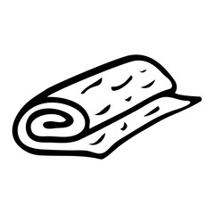 Cleaning rag hand drawn doodle. Textile object for wiping dust, washing floors. Laundry room. Terry, waffle towel. Vector outline line art illustration.