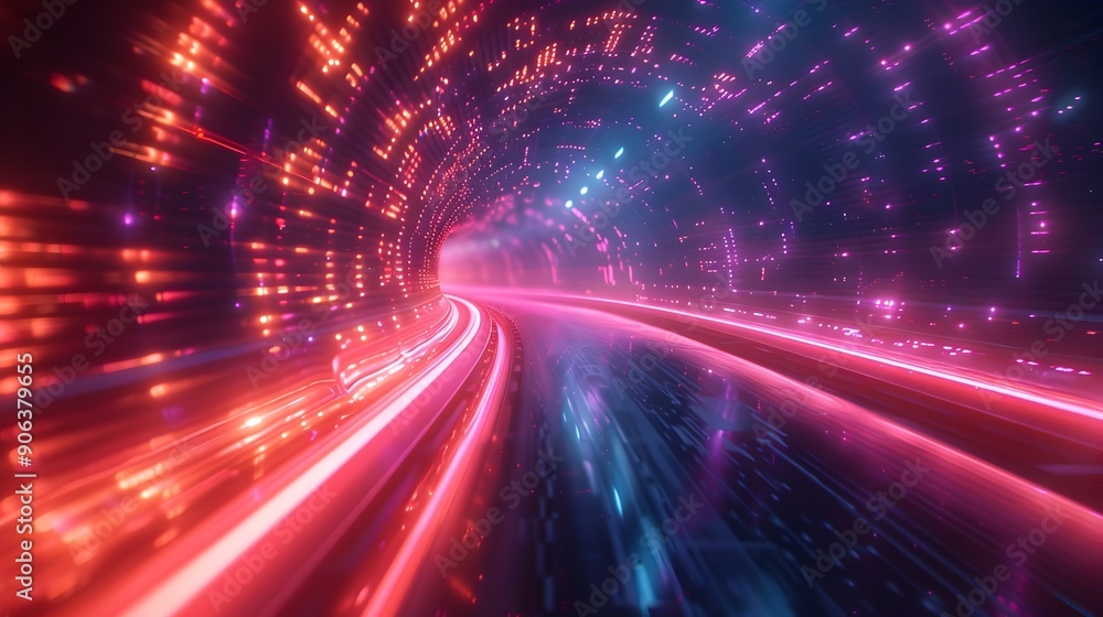 Poster glowing digital tunnel representing cyberspace and cyber background concept