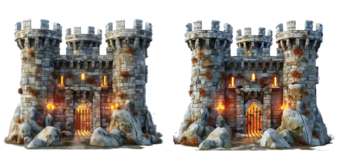 2 large old fairytale castle