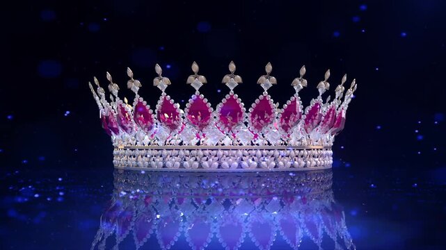Elegant  crown adorned with pink gemstones and diamonds 