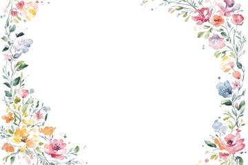 Marco floral en acuarela multicolor para invitaciones y dise&ntilde;o decorativo