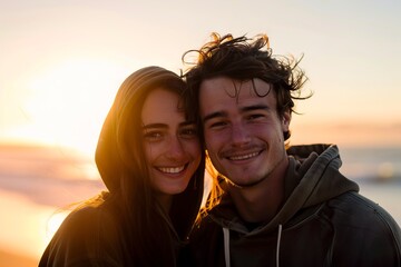 A Portrait of a glad caucasian couple