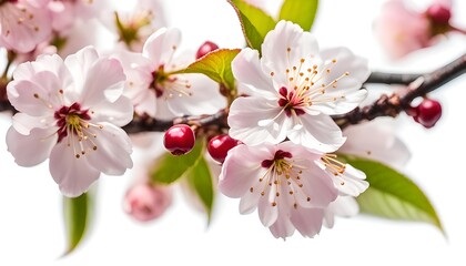 Fototapeta premium Isolated Close Up Sakura Cherry Blossom Flowers On White Background