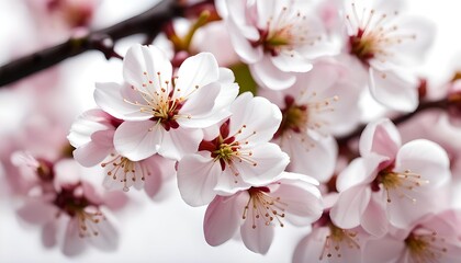 Obraz premium Isolated Close Up Sakura Cherry Blossom Flowers On White Background