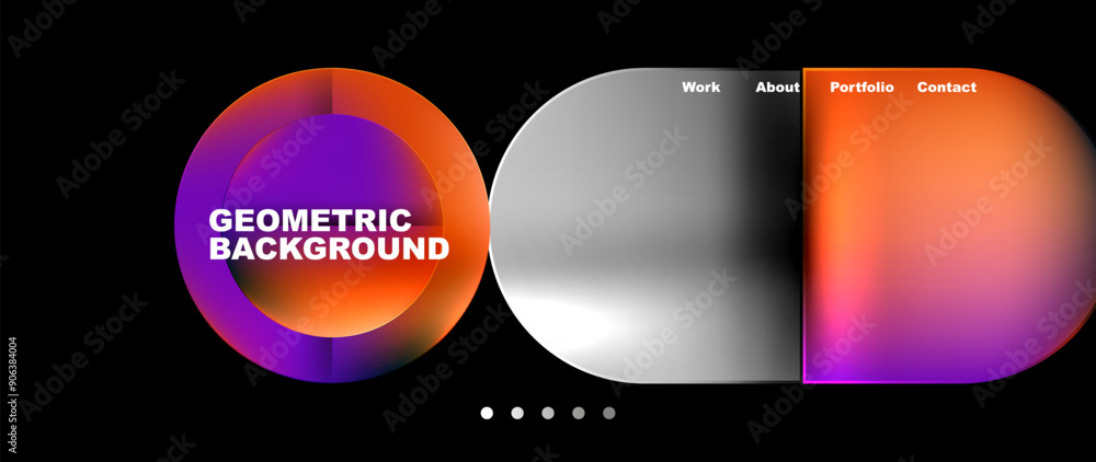 Poster bright colorful squares with round elements minimal geometric background. vector illustration for wa