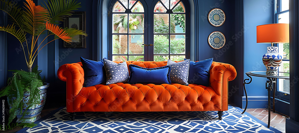 Poster interior creative use of pattern showcasing bold and dynamic patterns in textiles and wallpapers in 