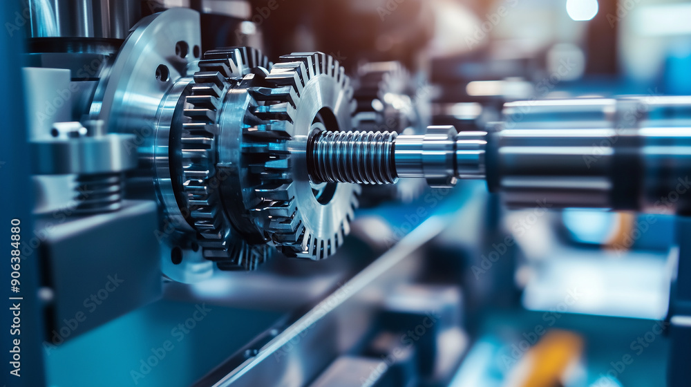Aufkleber a machine is working on a gear, and the image conveys a sense of precision and efficiency