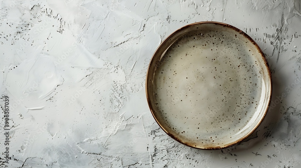 Aufkleber Empty round ceramic plate on a light texture background Kitchen utensils : Generative AI