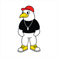 A cartoon character that appears to be a white eagle art vector