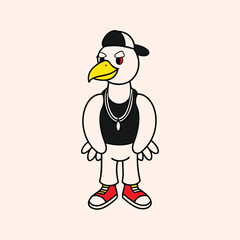 A cartoon character that appears to be a white eagle art vector