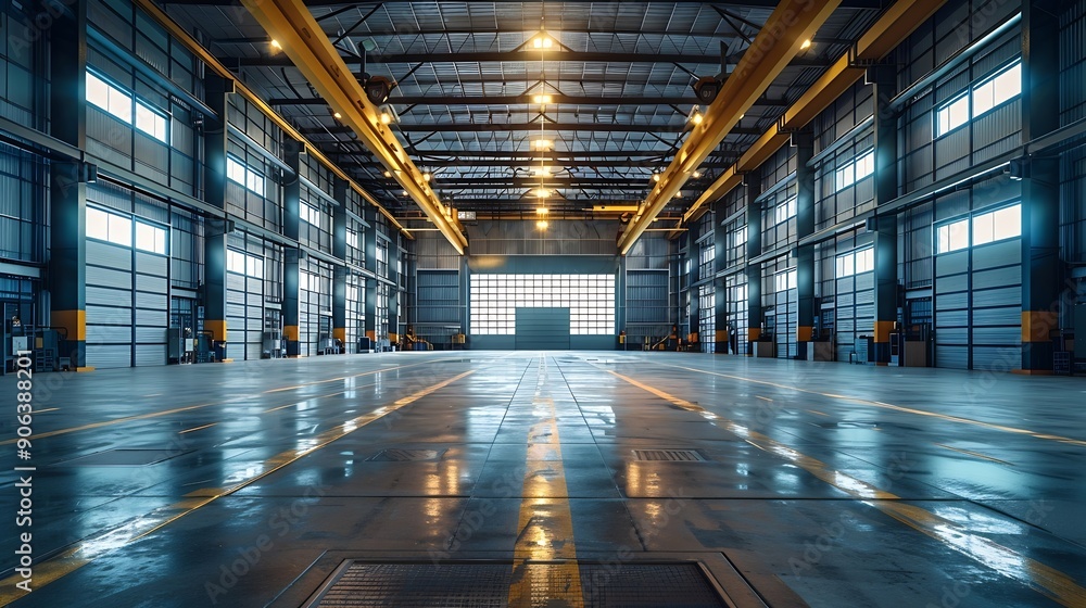 Aufkleber Large factory workshop space building : Generative AI