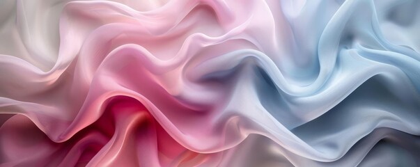 Obraz premium Soft, wavy fabric texture background in pastel shades, creating a serene and elegant look, fabric texture background, soft and elegant