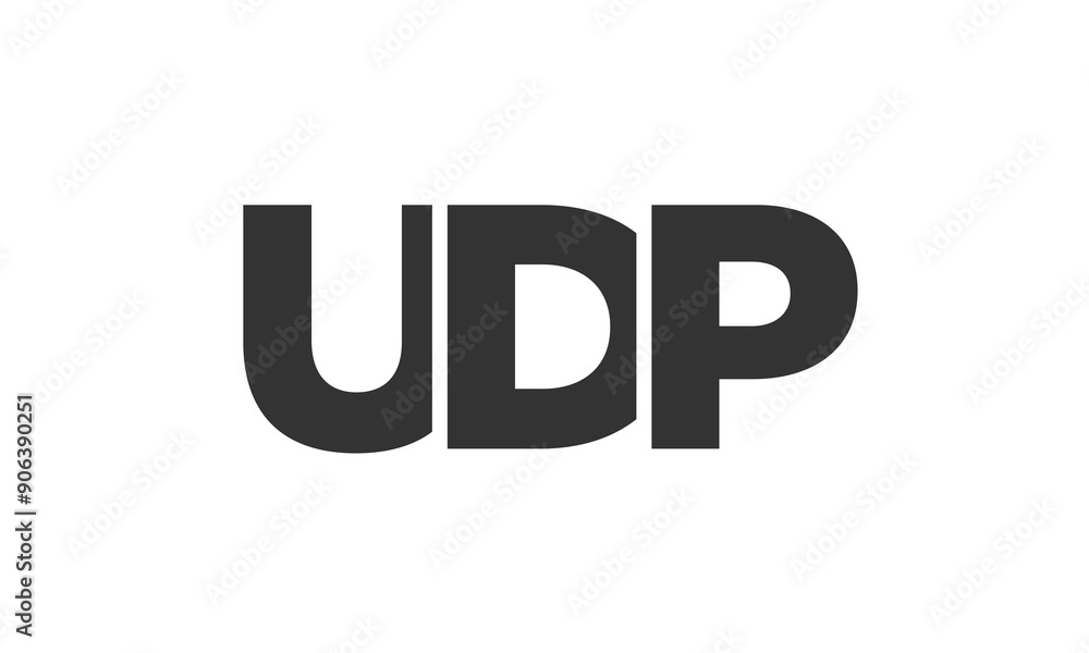 Poster UDP logo design template with strong and modern bold text. Initial based vector logotype featuring simple and minimal typography. Trendy company identity.