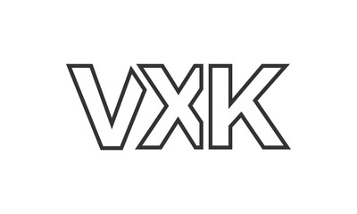 VXK logo design template with strong and modern bold text. Initial based vector logotype featuring simple and minimal typography. Trendy company identity.