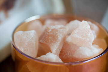 Cup of Himalayan salt. 
