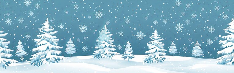 Obraz premium Tranquil Winter Wonderland Snow Covered Pines and Serene Sky