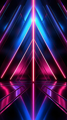 Digital dynamic lines neon lights geometric abstract graphics poster background