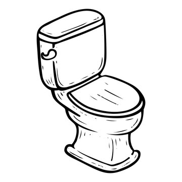 recommend clip art: Ceramic toilet hand drawn doodle. Shower room. Personal hygiene. Pot for an act of defecation. Bathroom. Vector outline line art illustration.
