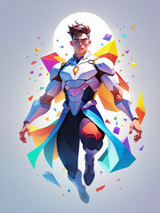 Ethereal male form with colorful polygons