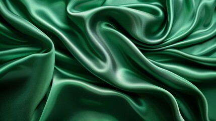 Obraz premium Close-Up of Green or Emerald Silk Fabric