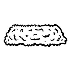 Foot mat after shower hand drawn doodle. Bathroom. Shower room interior. Vector outline line art illustration.