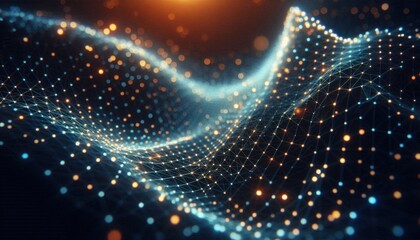 abstract background with orange light connect, network digital concept