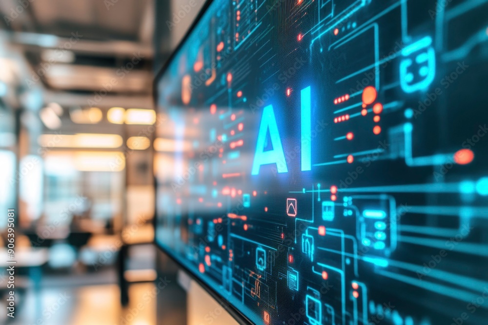 Poster ai display on a screen in a modern office setting