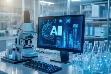 Fototapeta premium Artificial Intelligence Research in a Modern Laboratory