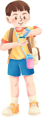 Boy Applying Sanitizer on Hands Illustration