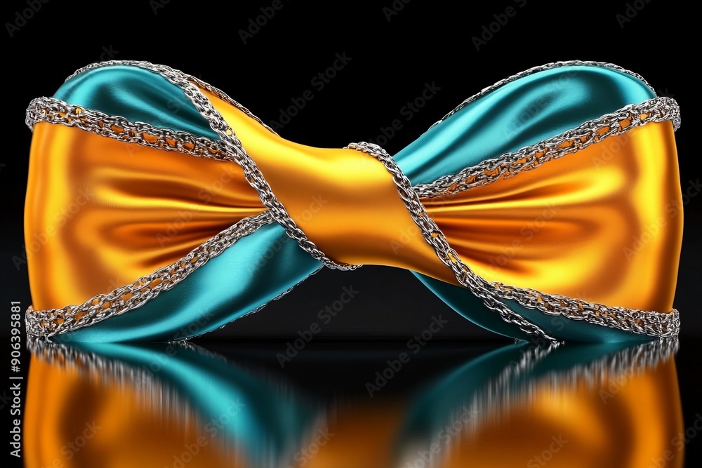 Poster golden knot on a futuristic interface depicting complex connections and the intertwining of digital 