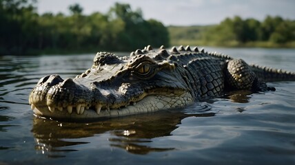 Obraz premium crocodile in the river