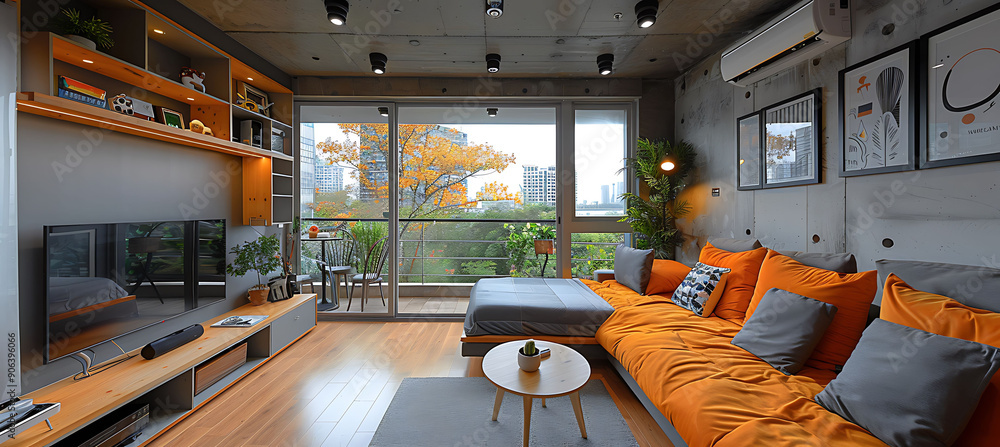 Poster interior strategic space planning creating functional and efficient layouts in a small urban studio 
