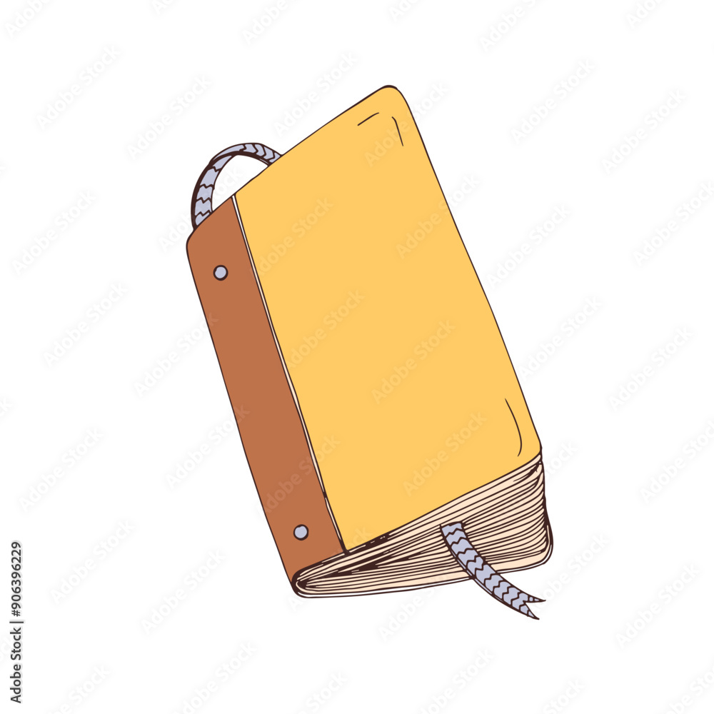Aufkleber organizer, planner, paper notebook with string bookmark. business diary, journal. half open sketchbo