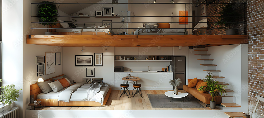 Poster interior strategic space planning creating functional and efficient layouts in a small urban studio 