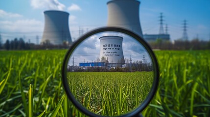 Modern power plant generating electricity with sustainable green strategies to reduce CO2 emissions.